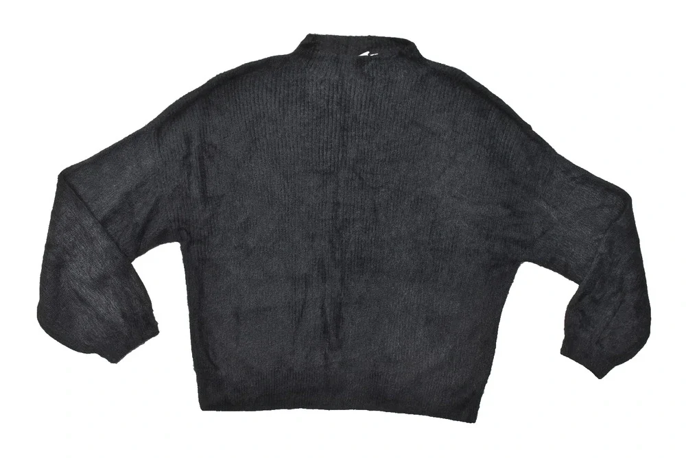 GAP Women's XXL Black Fuzzy Mock Neck Knit Pullover Sweater Ribbed Cuffs